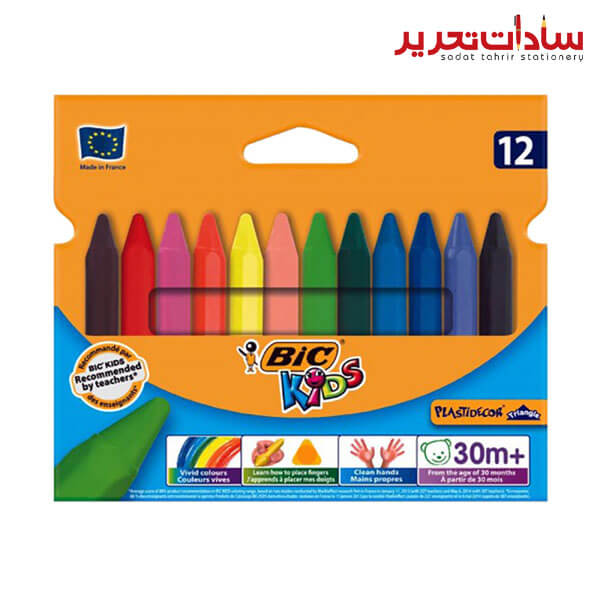 Bic مداد شمعي 12 رنگ سه گوش-مداد شمعي 12 رنگ سه گوش بیک